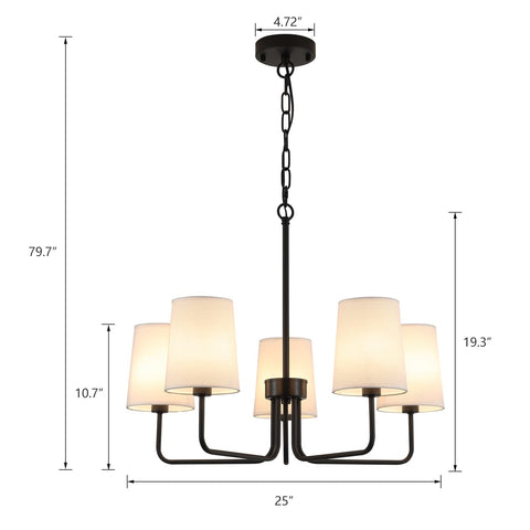 AMZASA matte-black frame complements white fabric shades for warm lighting