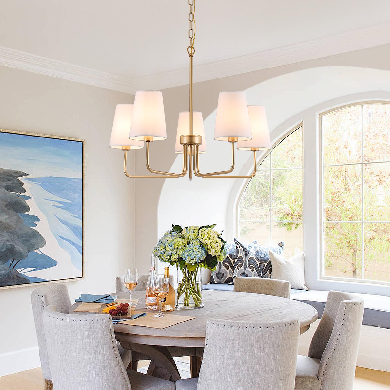 AMZASA foyer pendant welcomes guests with soft, inviting illumination.