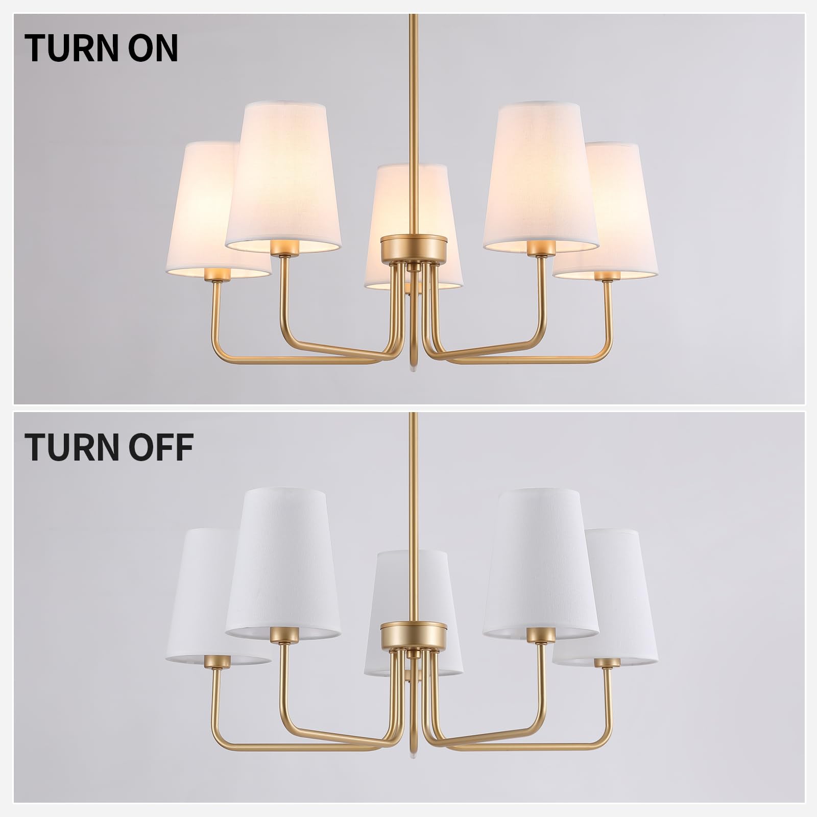 AMZASA gold finish chandelier delivers dramatic yet subtle illumination.