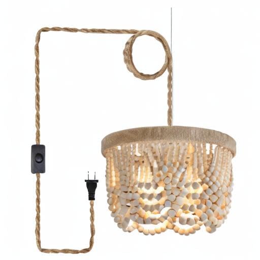 AMZASA wooden bead decor light enhances cozy beaded accent.
