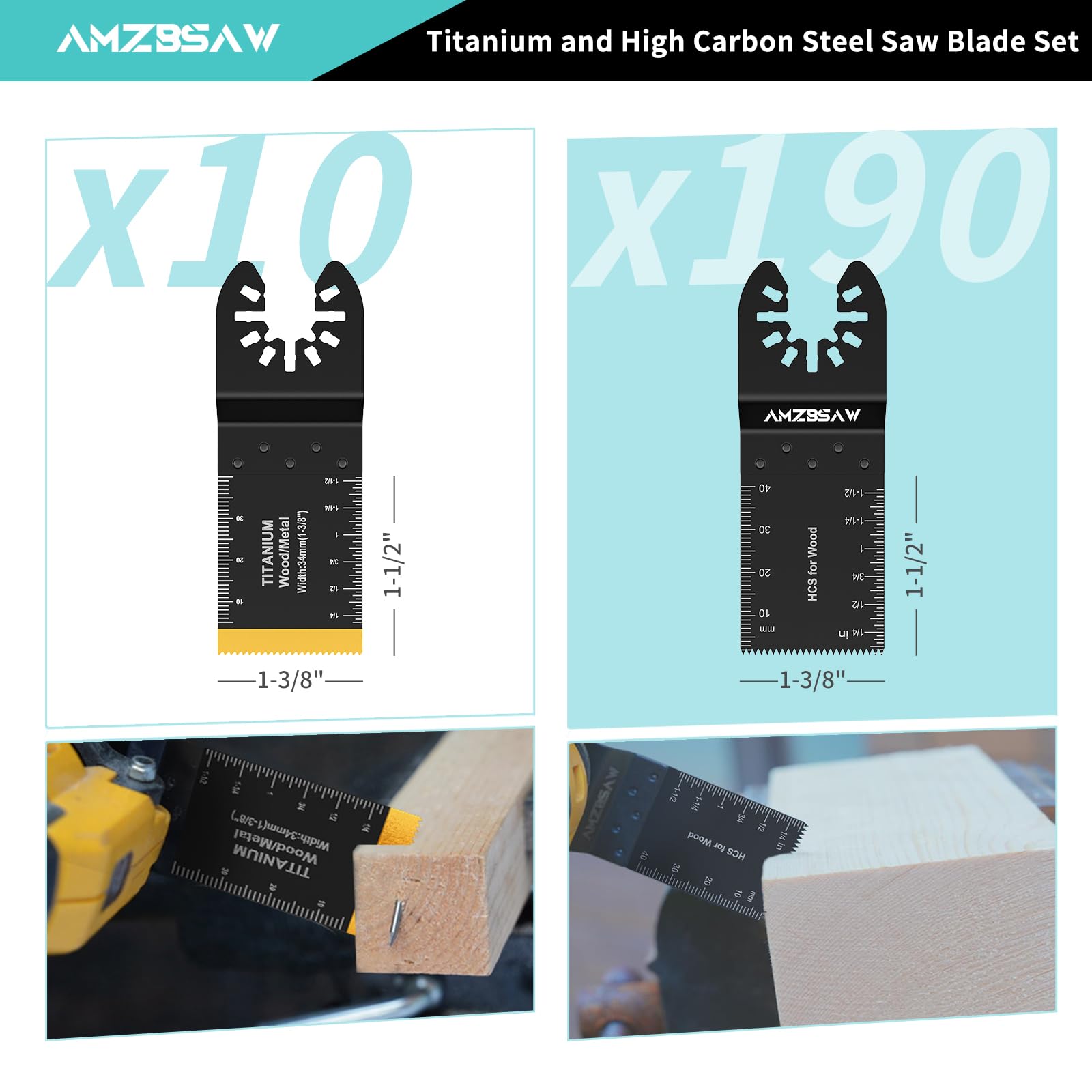 AMZBSAW titanium blades with coated teeth for metal cutting and durability.