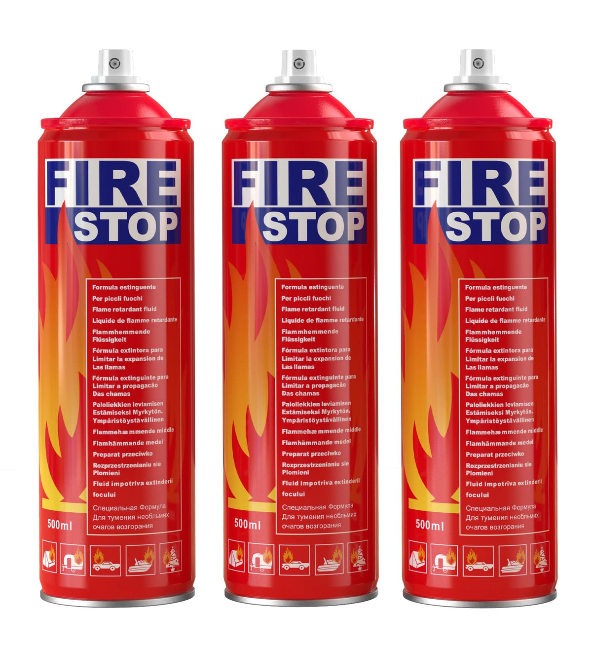 AmzBoom 3-pack fire extinguisher with a compact design for quick home, kitchen, car, or boat access