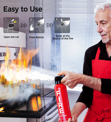 AmzBoom 8-in-1 fire protection covers wood, oil, gasoline, and battery fires.