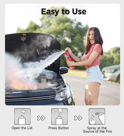 AmzBoom extinguisher in kitchen-use scenario for fast cooking safety.