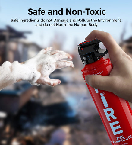 AmzBoom extinguisher with six-year warranty, long-term readiness.