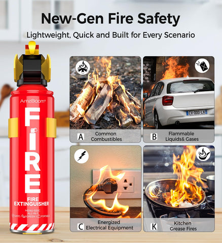 AmzBoom fire extinguisher for cars providing compact protection on the go