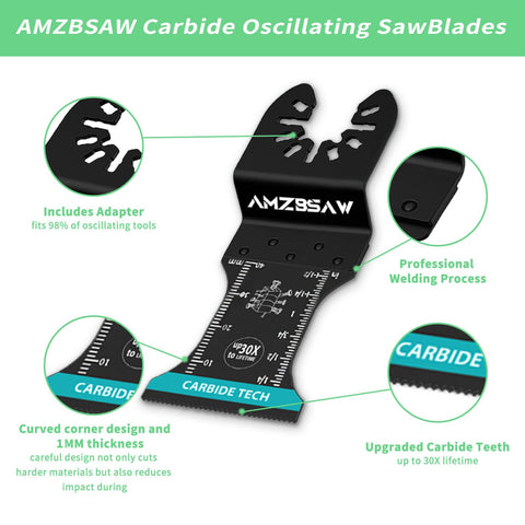 AMZBSAW blade optimized for cutting bolts and screws with carbide durability