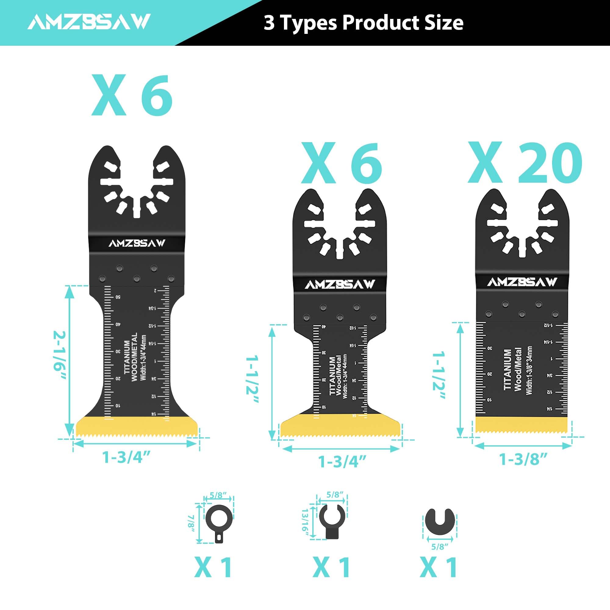 AMZBSAW blade set close-up highlights titanium teeth and durability.