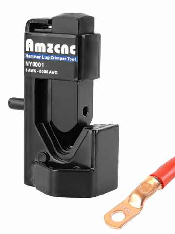 AMZCNC hammer lug crimper tool-secure-crimp demonstrates reliable connection for thick cables.