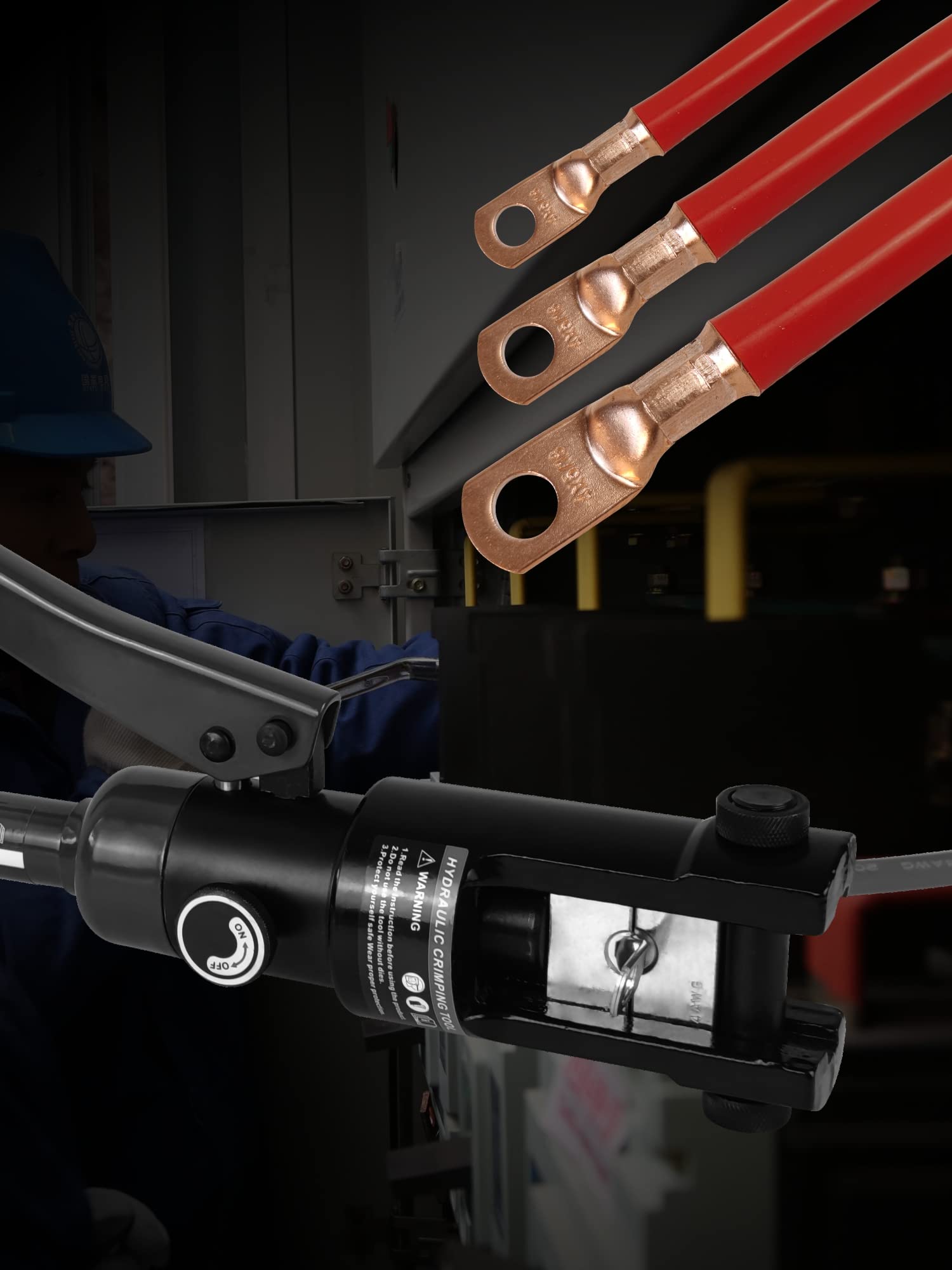 AMZCNC hydraulic crimping tool ideal for automotive wiring tasks.