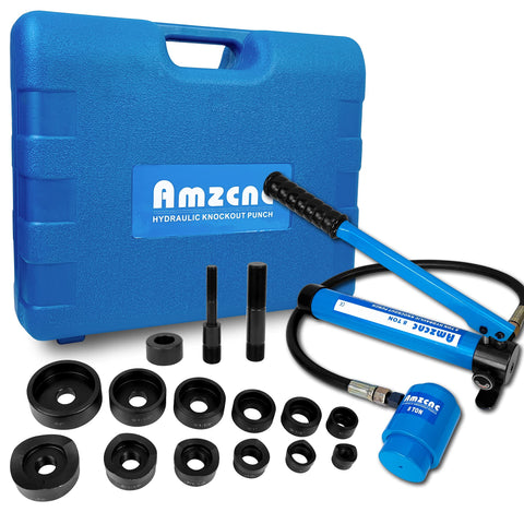 AMZCNC hydraulic knockout punch kit with six die sets for precise conduit holes