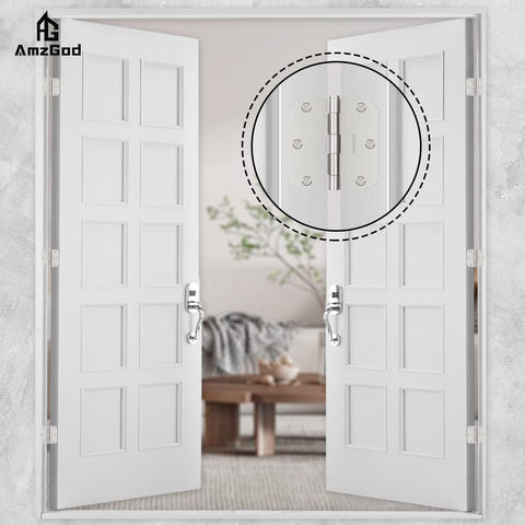 AmzGod hinge close-up reveals smooth-bearing design for quiet door motion.