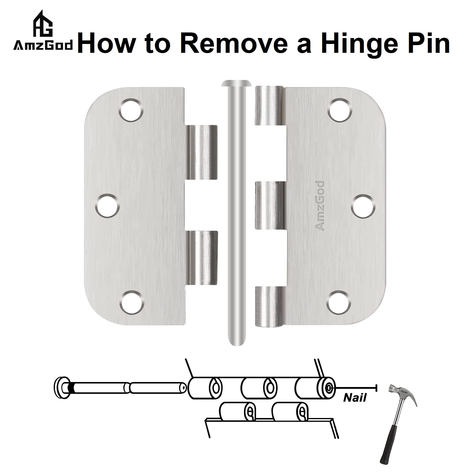 AmzGod interior door hinge in use on a door highlights quick upgrade potential.