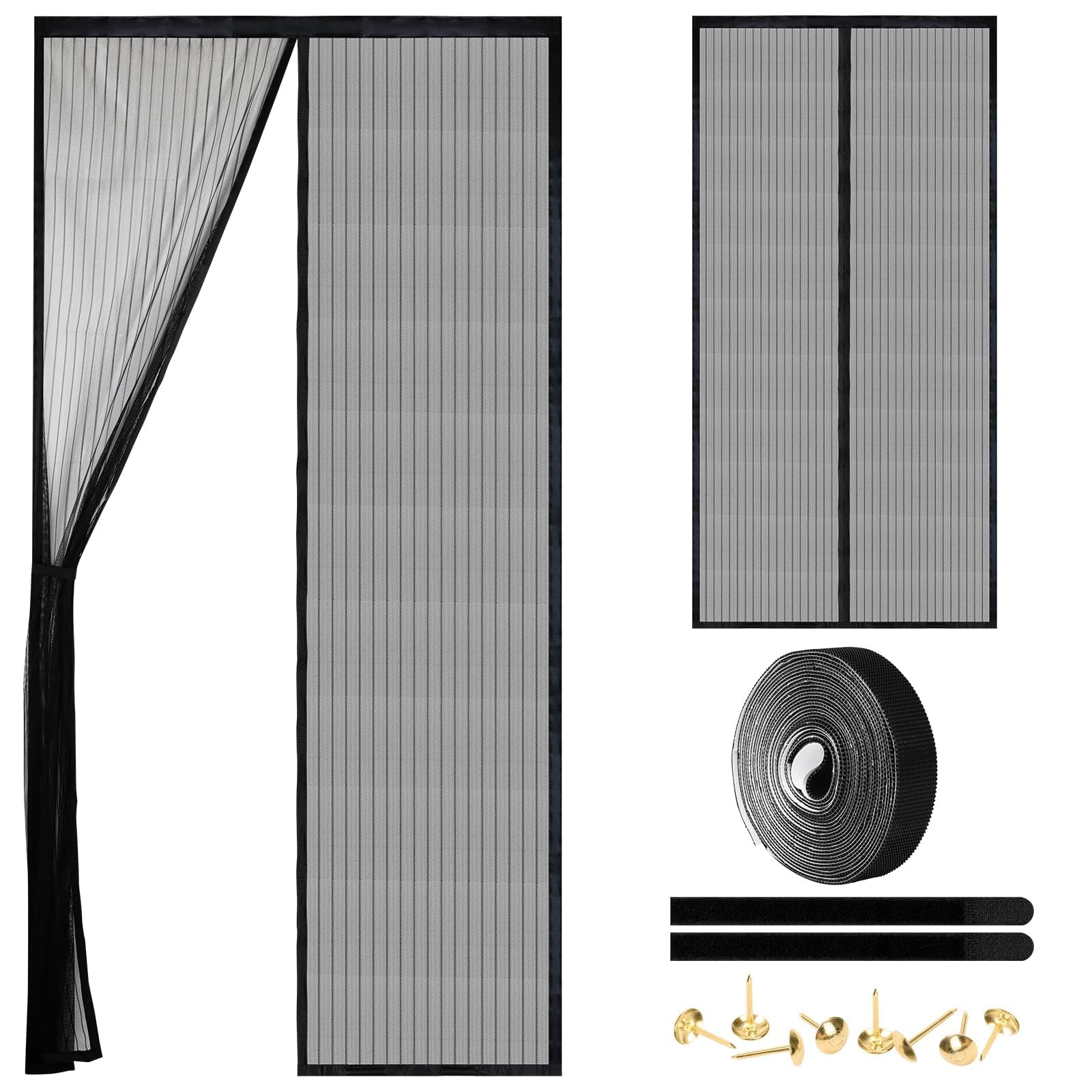 Amzjjle Magnetic Screen Door showing full-closure for hands-free entry and bug protection
