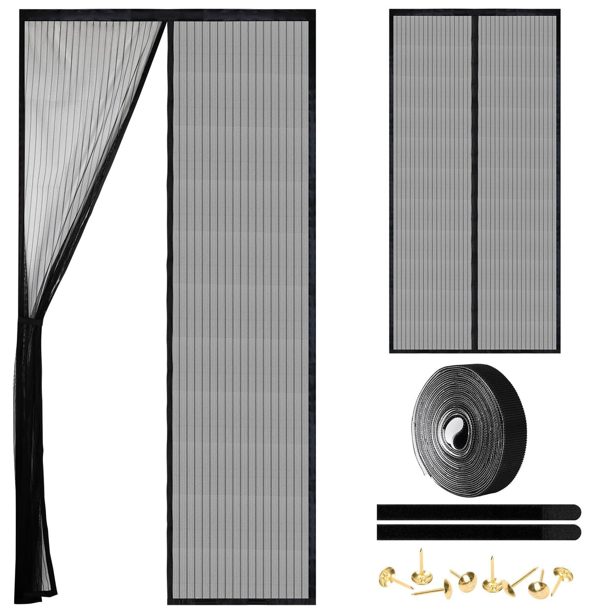 Amzjjle Magnetic Screen Door showing full-closure for hands-free entry and bug protection