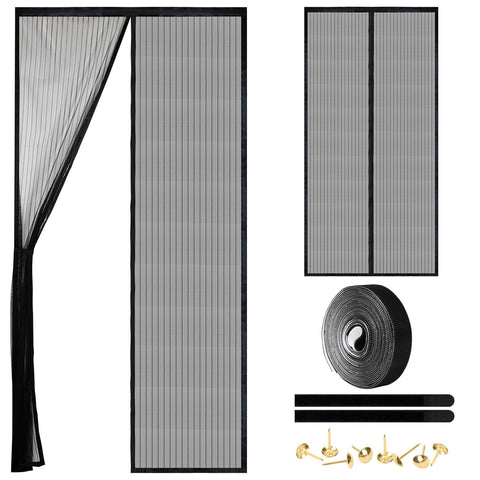 Amzjjle Magnetic Screen Door showing full-closure for hands-free entry and bug protection