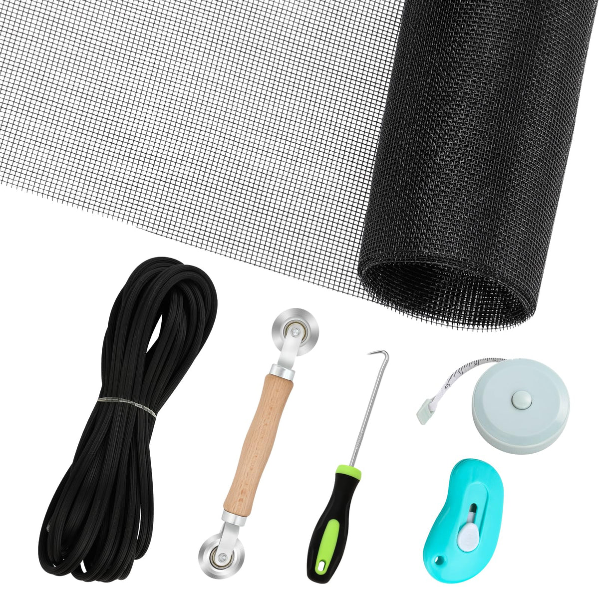 Amzjjle Windows Screen Replacement Kit packaging shows complete DIY repair solution for homeowners.