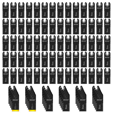 AMZWEI 100Pcs Oscillating Blades kit shows broad remodeling versatility.