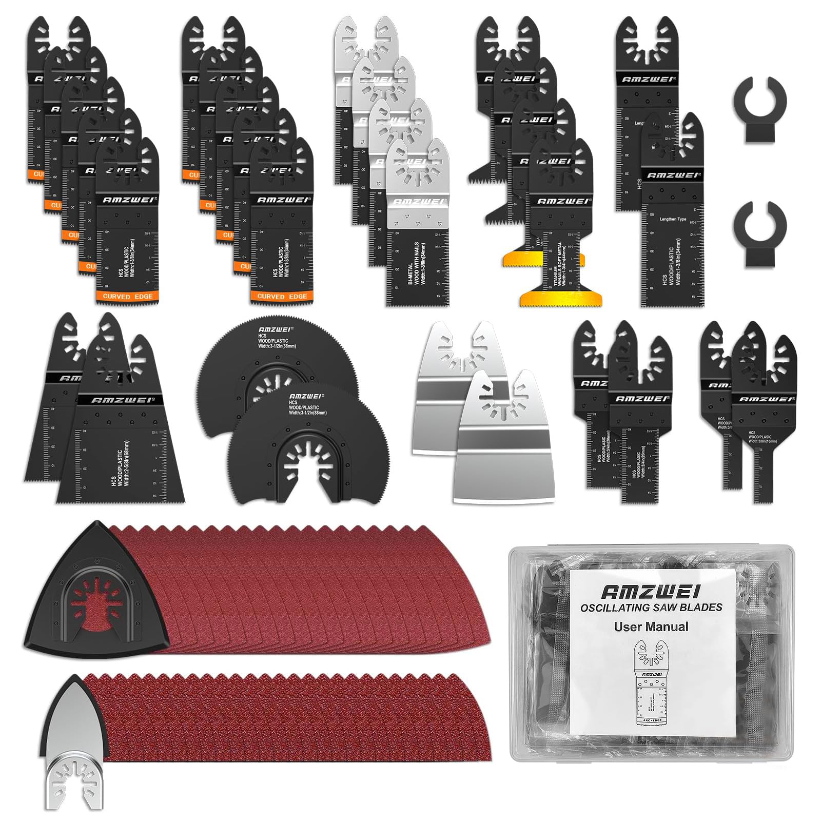AMZWEI 152-pack blades kit for versatile wood, plastic, and metal cuts