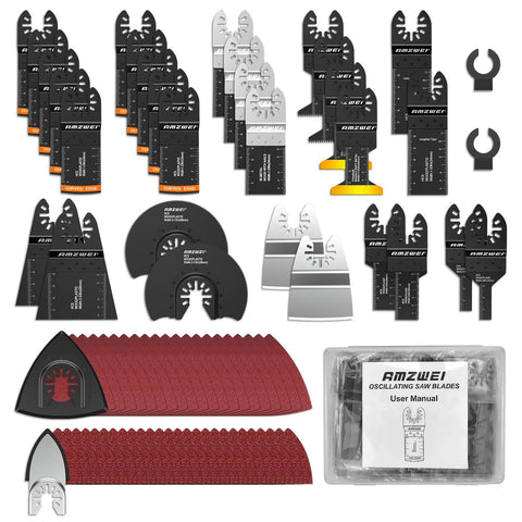 AMZWEI 152-pack blades kit for versatile wood, plastic, and metal cuts