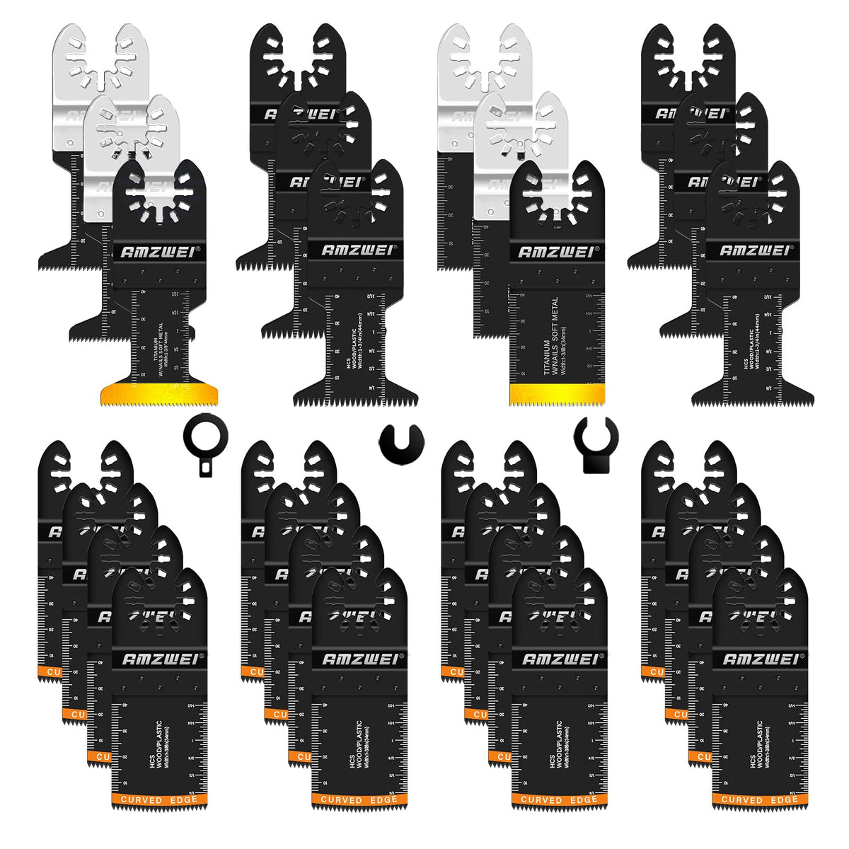 AMZWEI 28PCS oscillating blades set for versatile remodeling tasks.