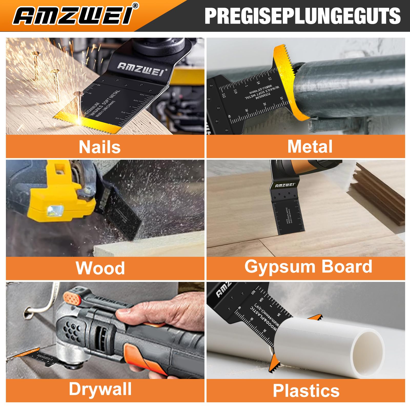 AMZWEI 3-clip adapter enables secure, quick blade changes.