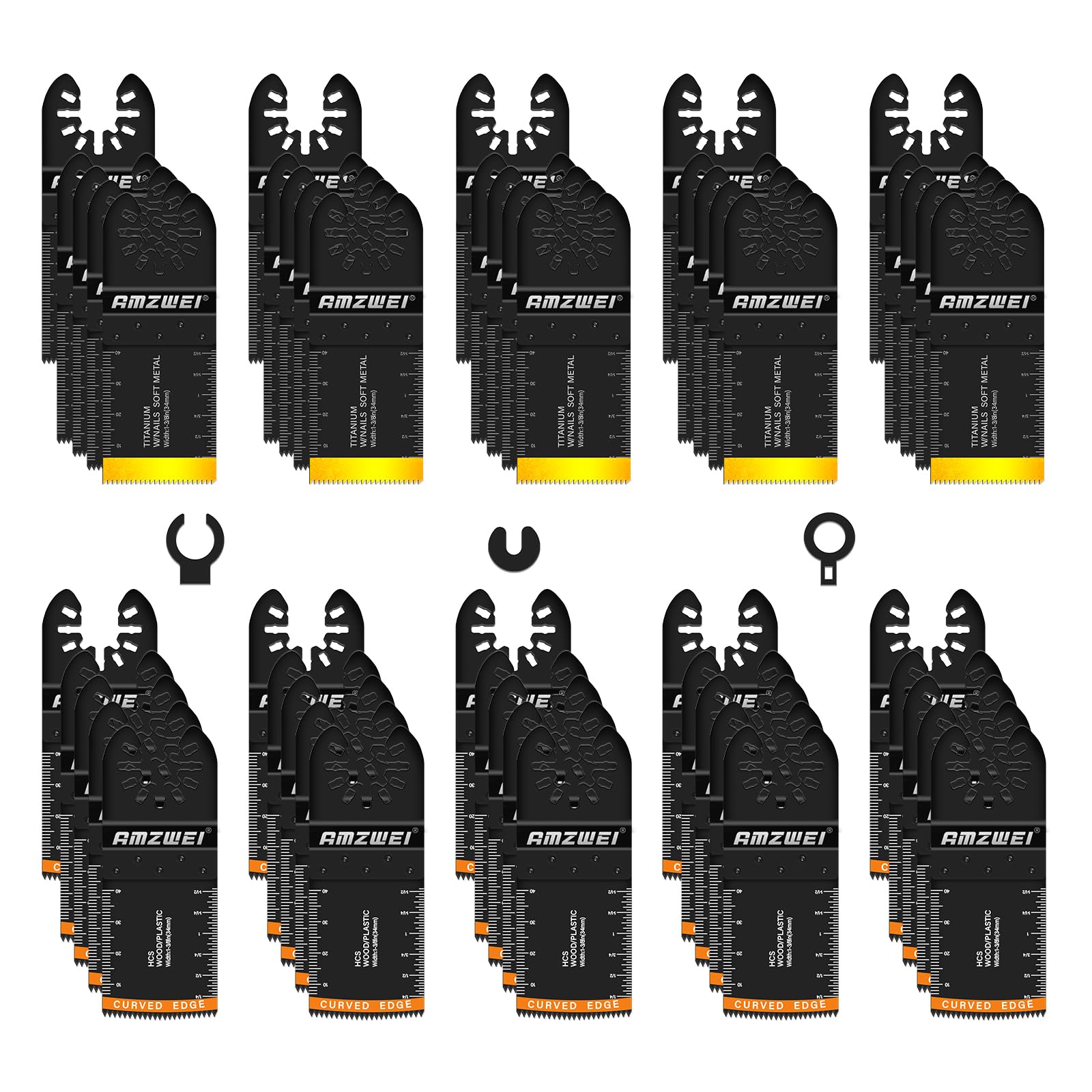 AMZWEI 50PCS blade set packaging showing variety for versatile projects