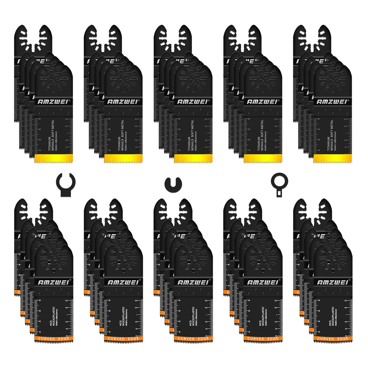 AMZWEI 50PCS blade set packaging showing variety for versatile projects