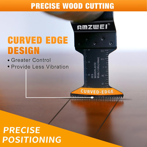 AMZWEI curved-edge HCS blades promote stable, precise curved cuts.