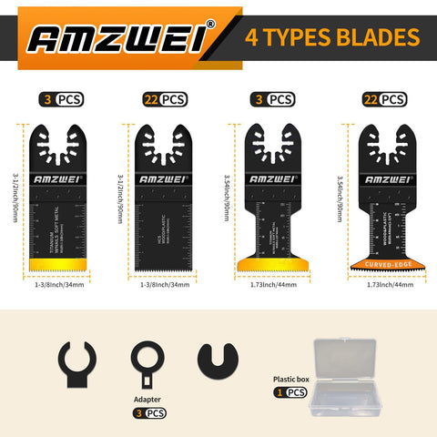 AMZWEI curved-edge blades highlighted for stable, fast cuts