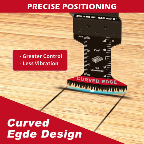 AMZWEI curved-edge blades reduce vibration for stable cuts.