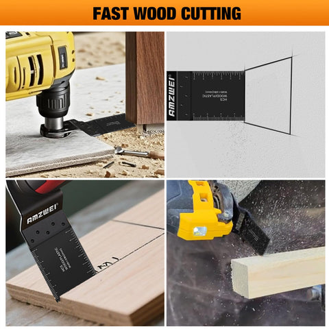 AMZWEI blades cut PVC, drywall, metal brackets, and pipes.