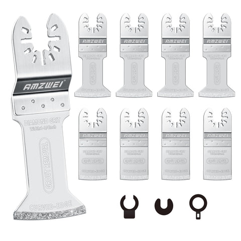 AMZWEI 8pc diamond blade set for versatile grout and tile work, highlighting overall kit benefits.