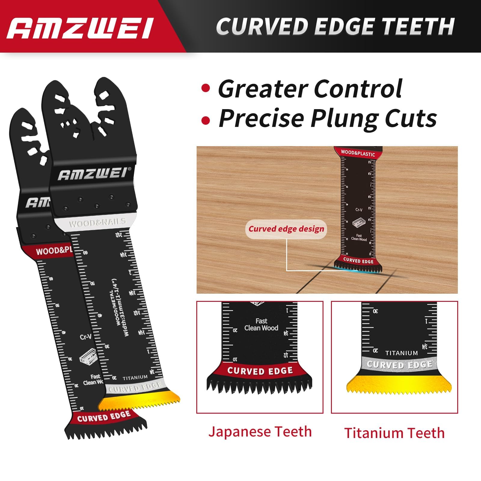 AMZWEI Japanese teeth curved-edge blade for stable, fast cuts