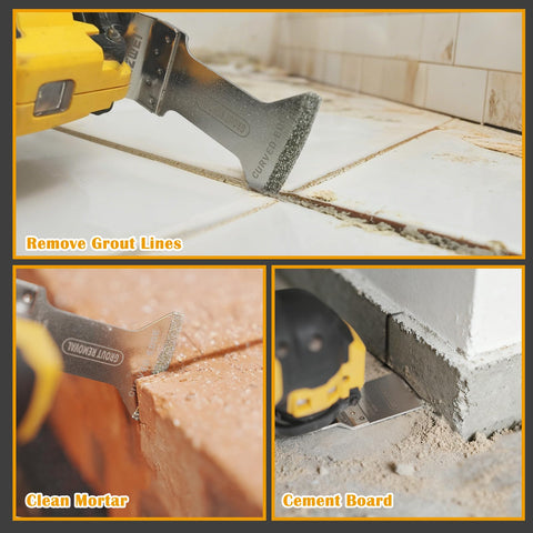 AMZWEI blades show 1/13-inch thickness suitable for narrow grout lines and deep cuts.