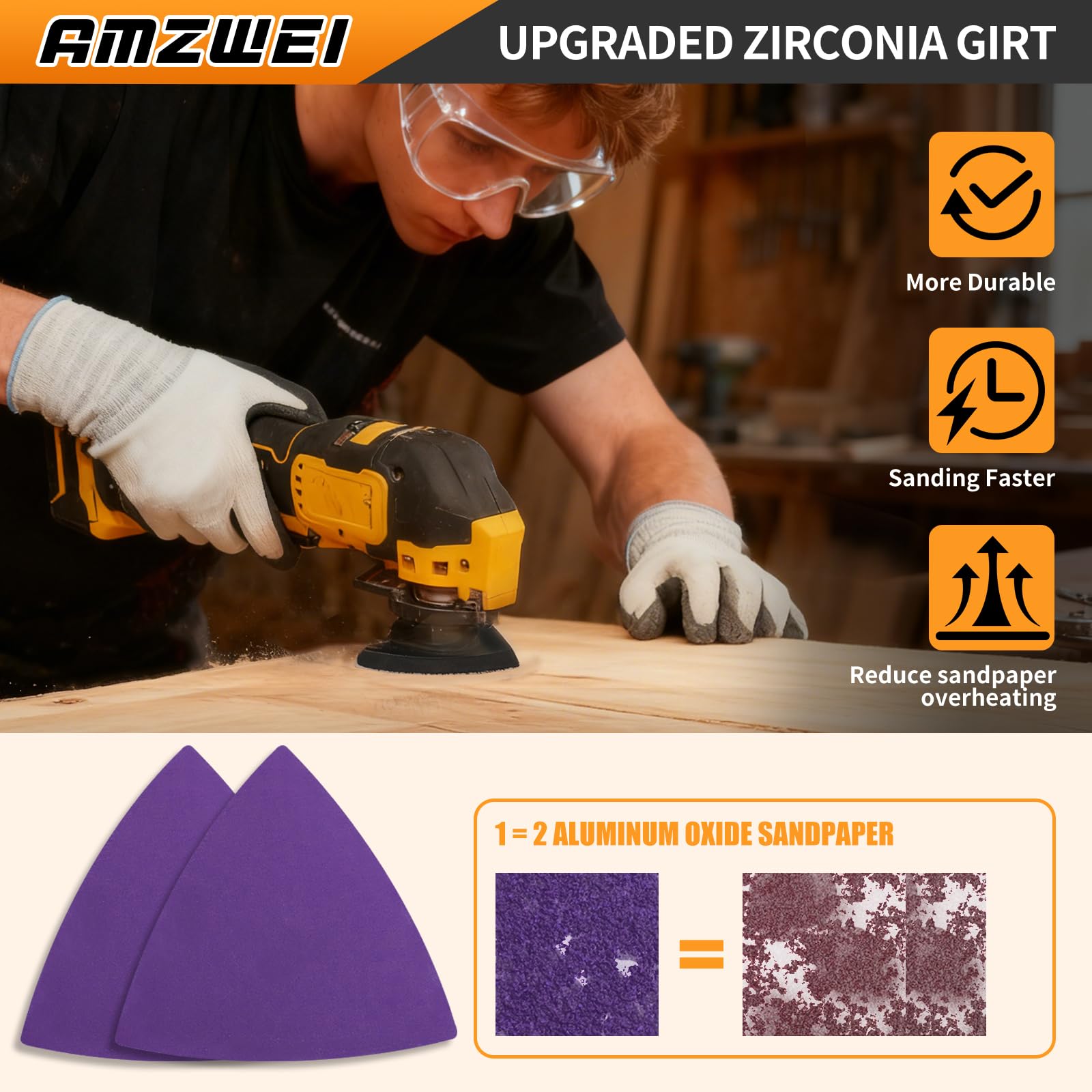 AMZWEI triangle sanding pads reach tight corners on doors and frames