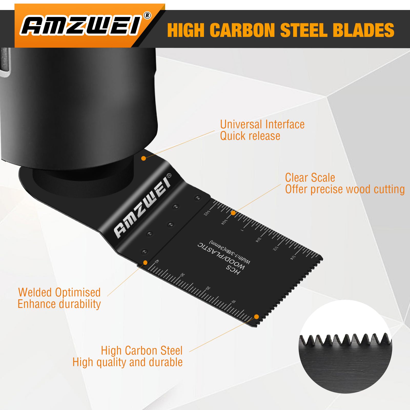 AMZWEI universal-fit blades work with Dewalt, Milwaukee, Dremel, and more.