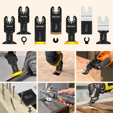 AMZWEI universal-interface blades fit most major oscillating tools.