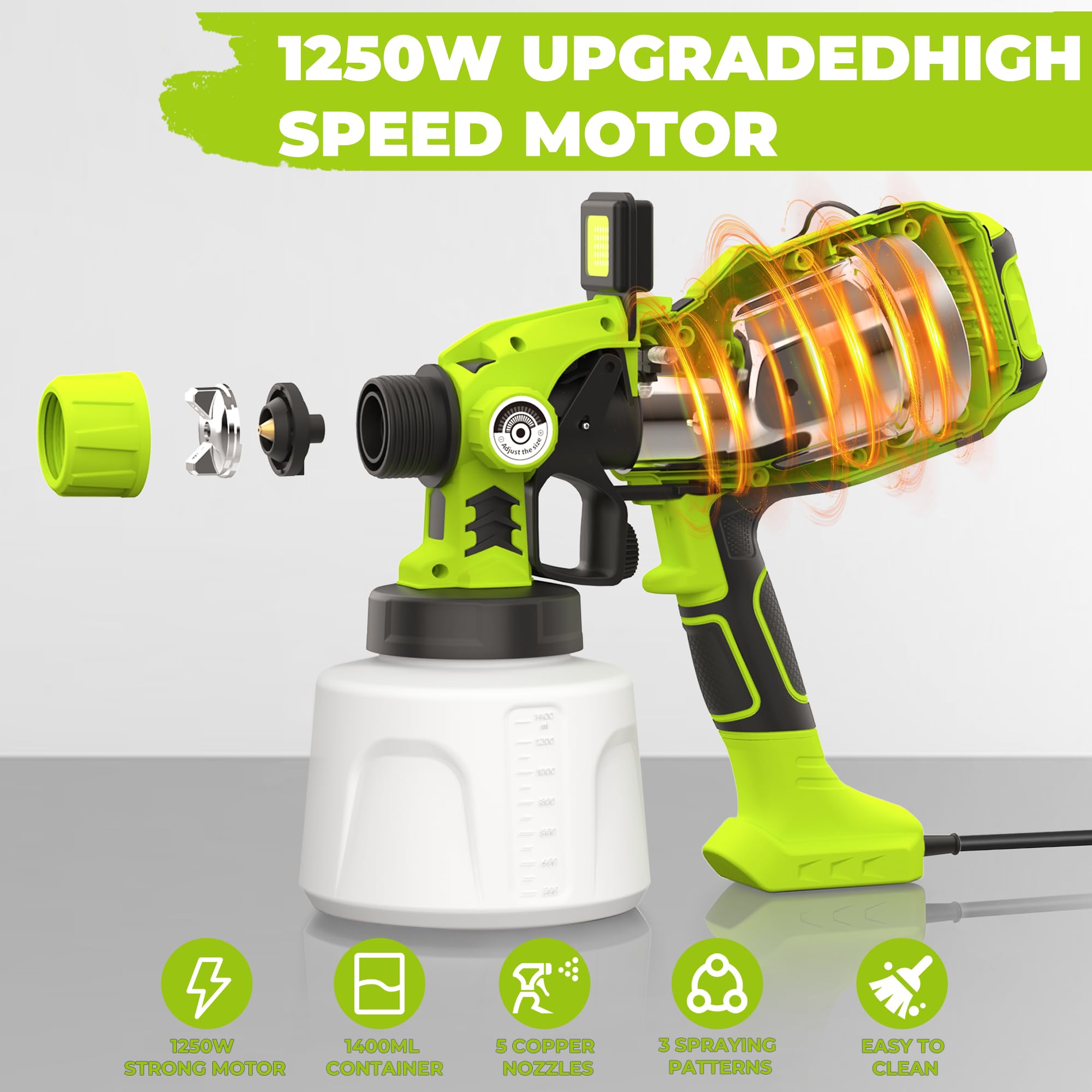 Amzwolf paint sprayer five nozzles for precise and broad coverage