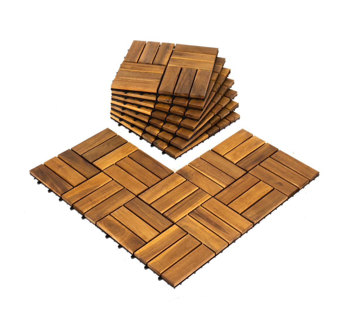 AN68 deck tiles interlocking system for 12x12 planks; easy patio installation.