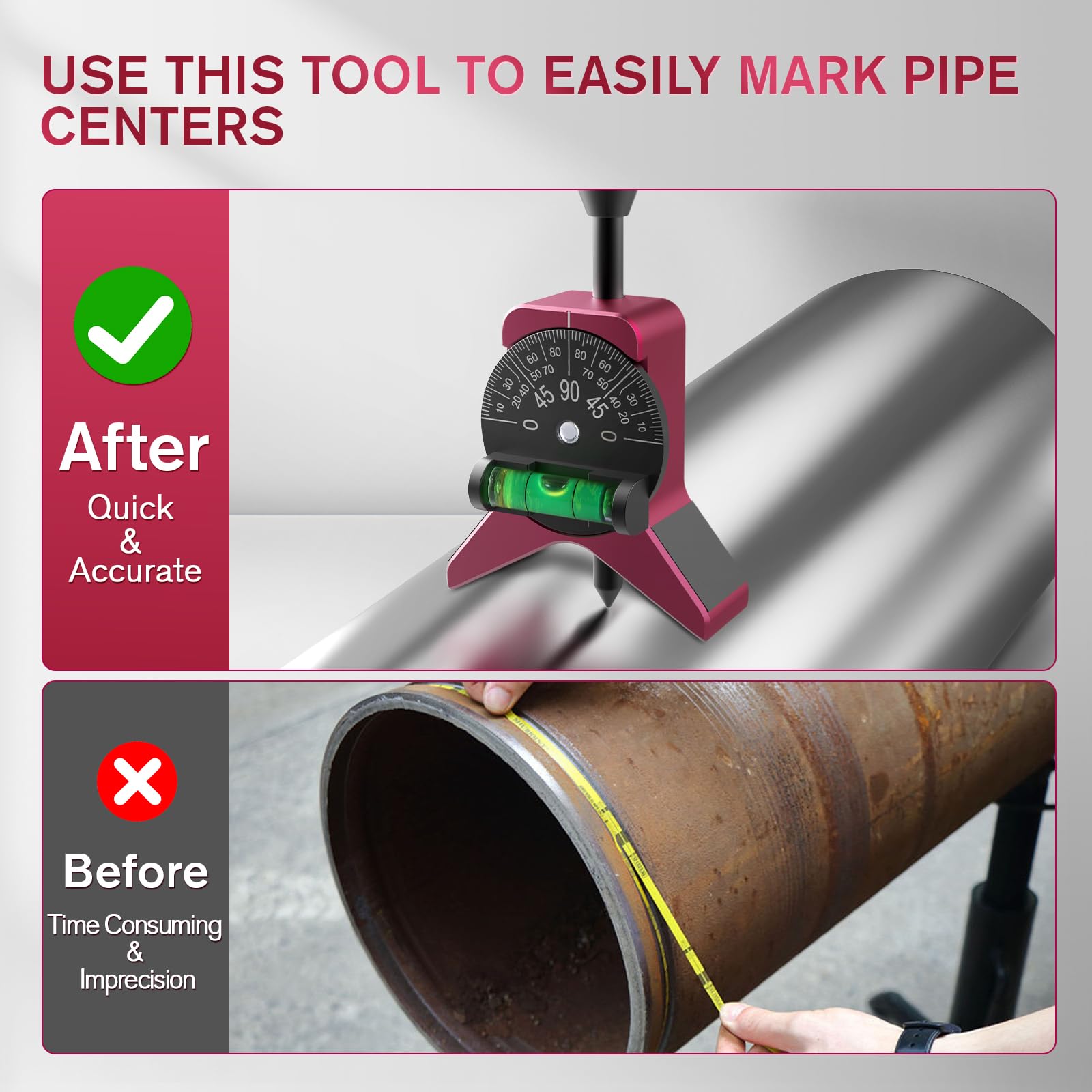 Anblak anodized aluminum build offers durable pipe alignment tools.