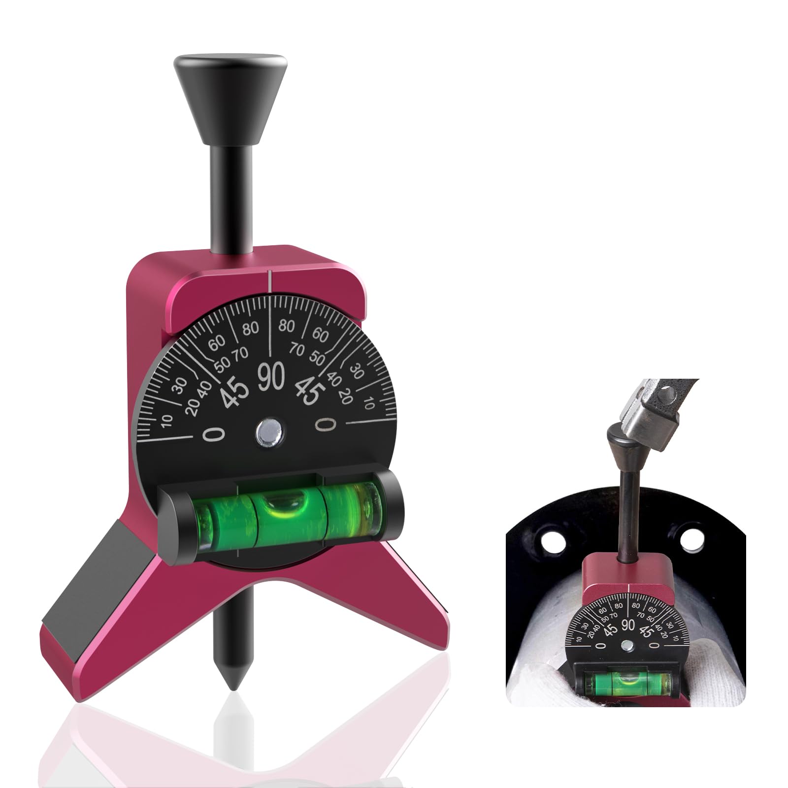 Anblak magnetic pipe center finder tool on a metal surface for hands-free alignment.