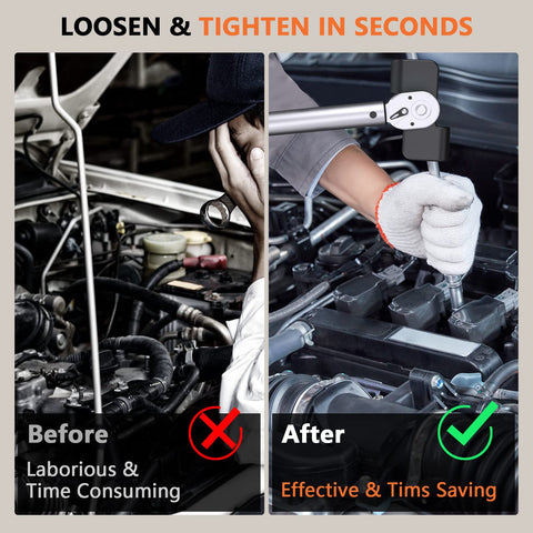Compact design makes hard-to-reach areas accessible when extending wrenches.