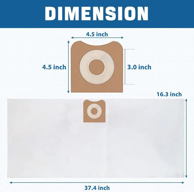 ANBOO VF3502 dust bags pack for medium to large Ridgid vacuums.