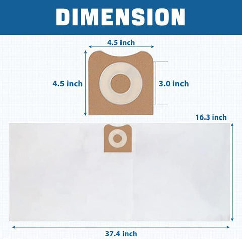 ANBOO VF3502 dust bags pack for medium to large Ridgid vacuums.