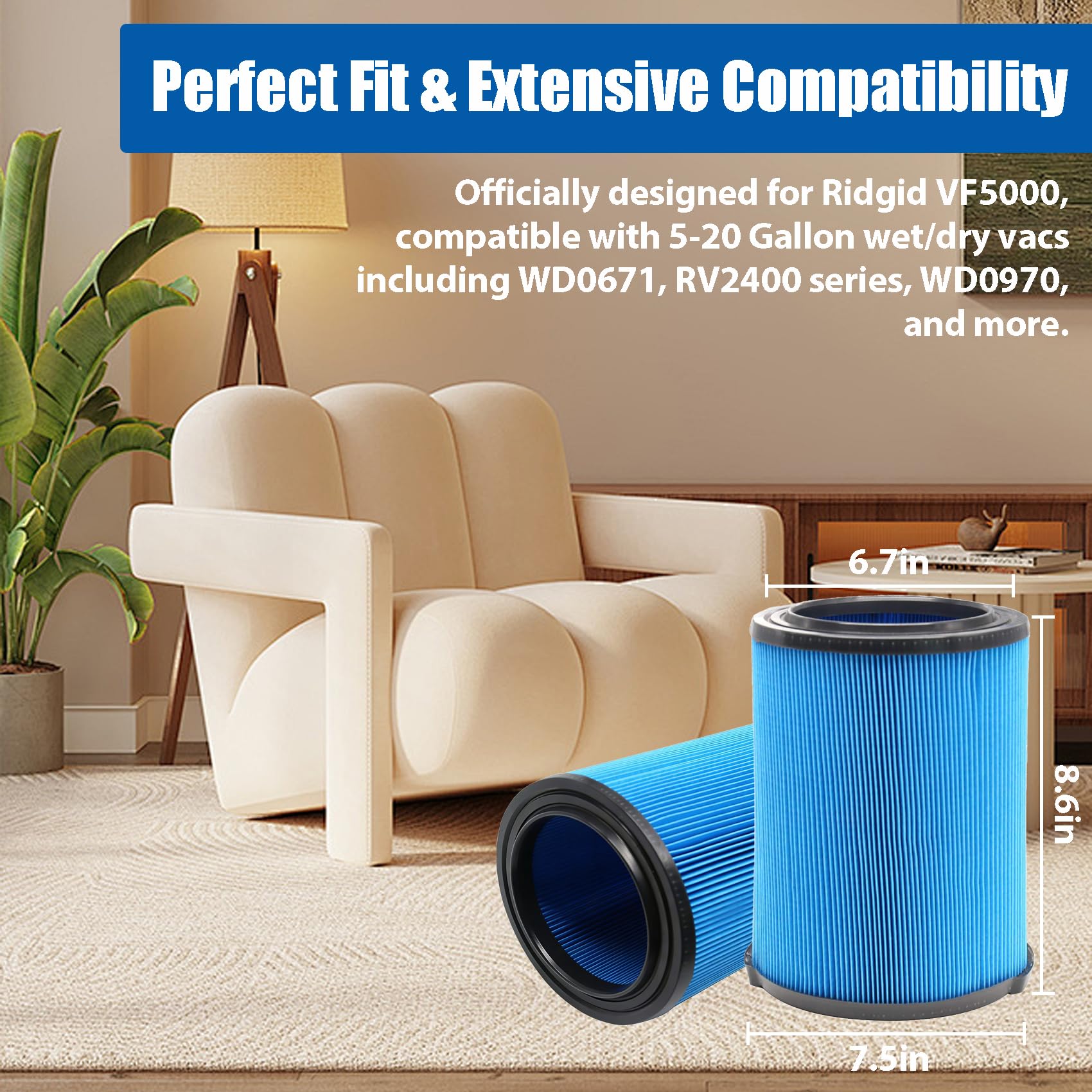 ANBOO VF5000 compatibility with WD0671 and WD0970 vacuums for easy replacement