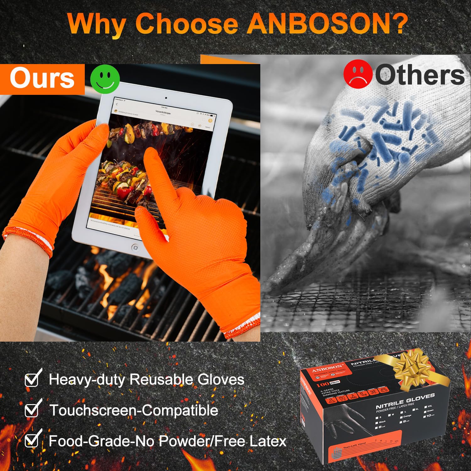 ANBOSON orange heat-resistant gloves for better visibility