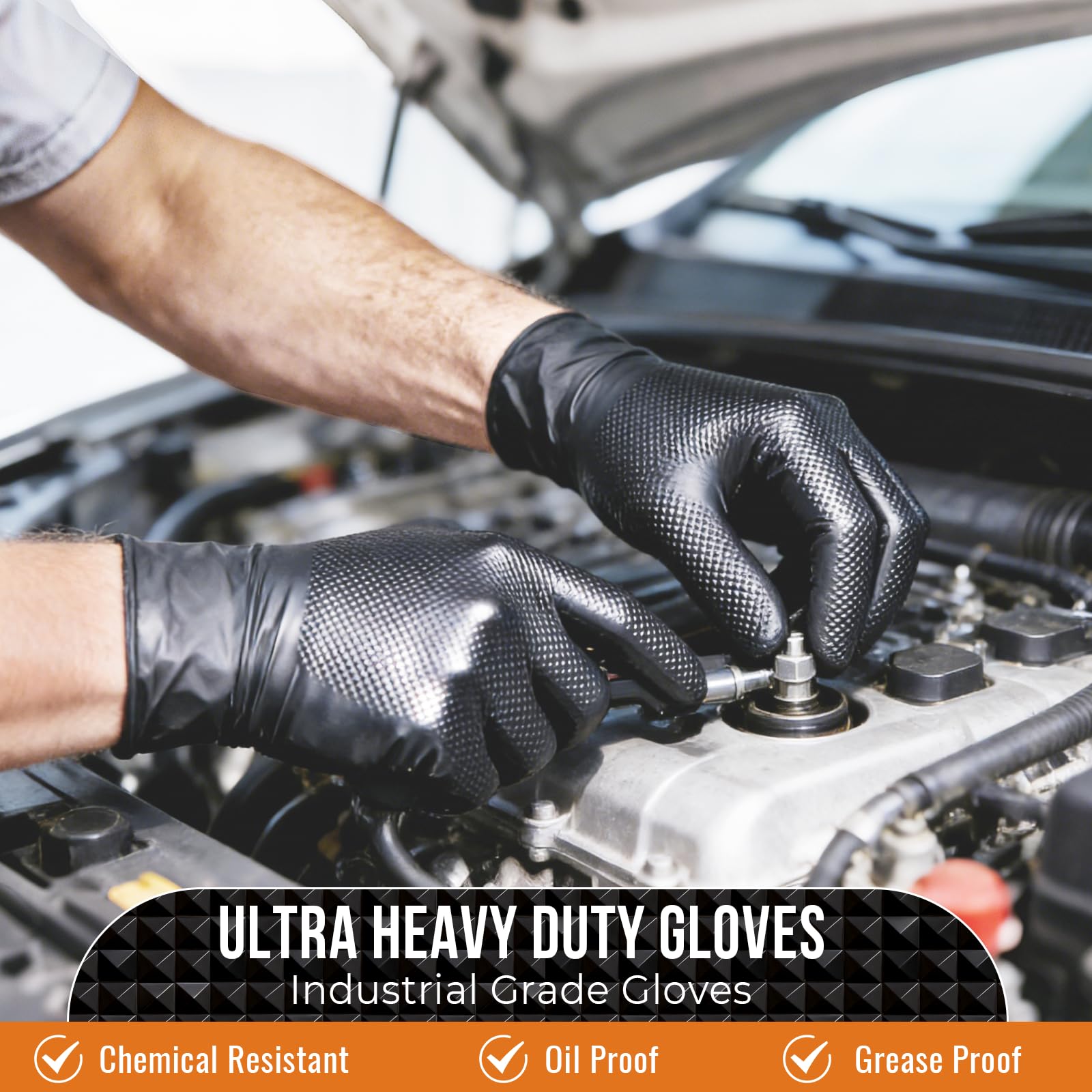 ANBOSON industrial-strength nitrile gloves in workshop for tool handling