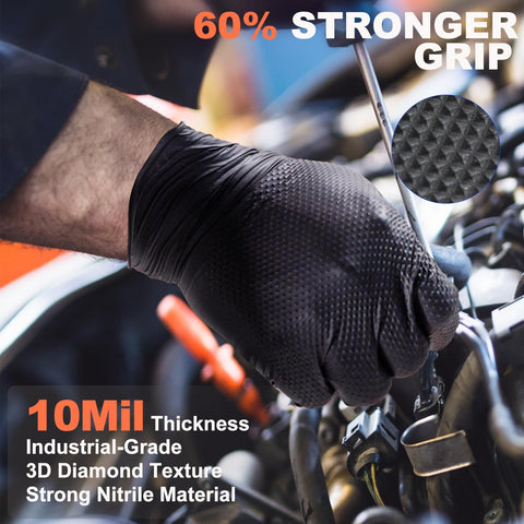 ANBOSON latex-free, powder-free nitrile gloves showing tear resistance.