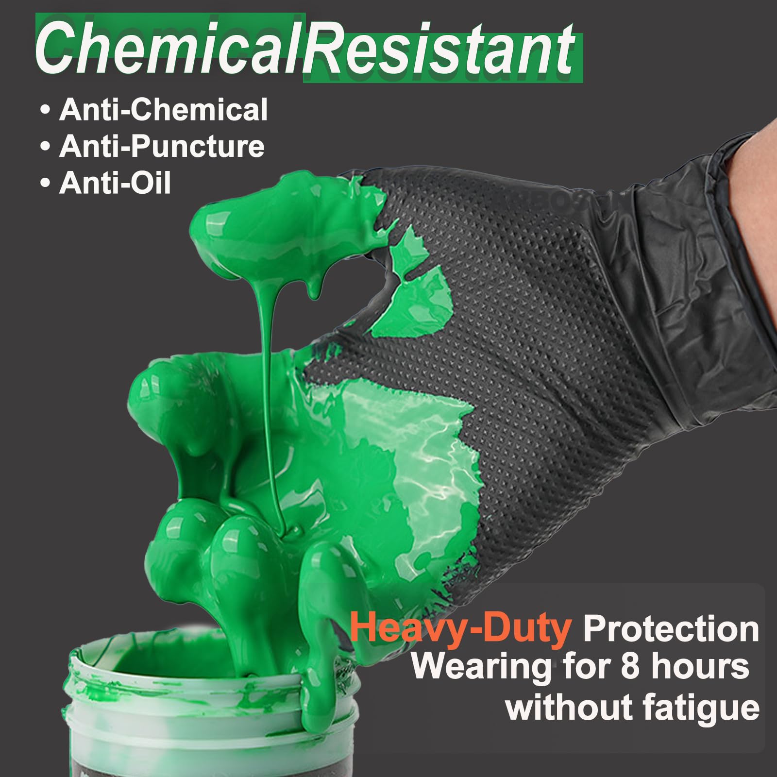 ANBOSON touchscreen-compatible nitrile gloves in use with a phone.